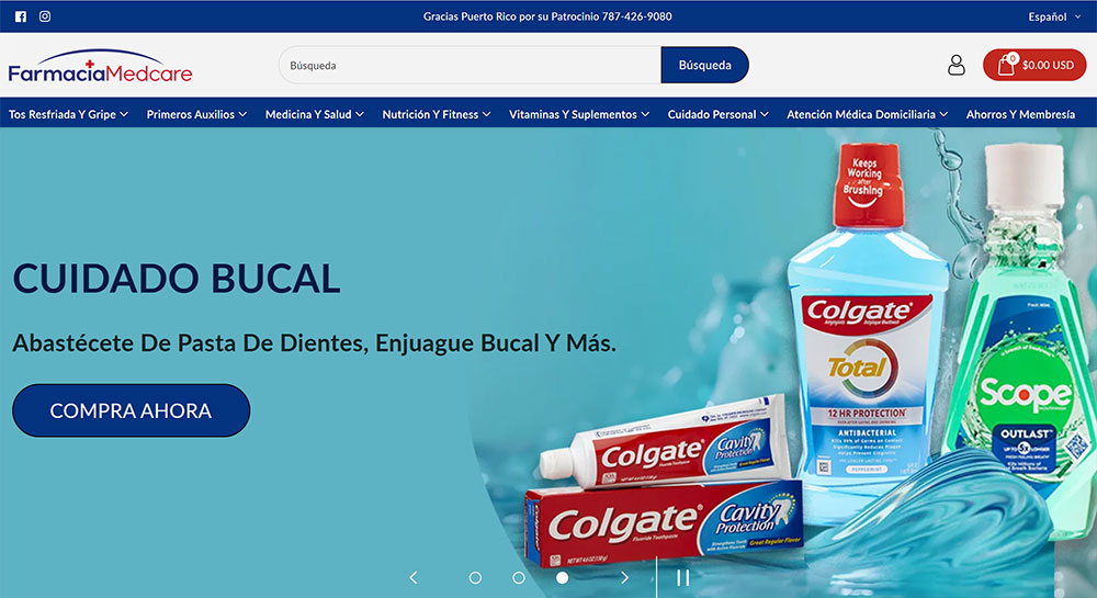 Farmacia Medcare Shopify website
