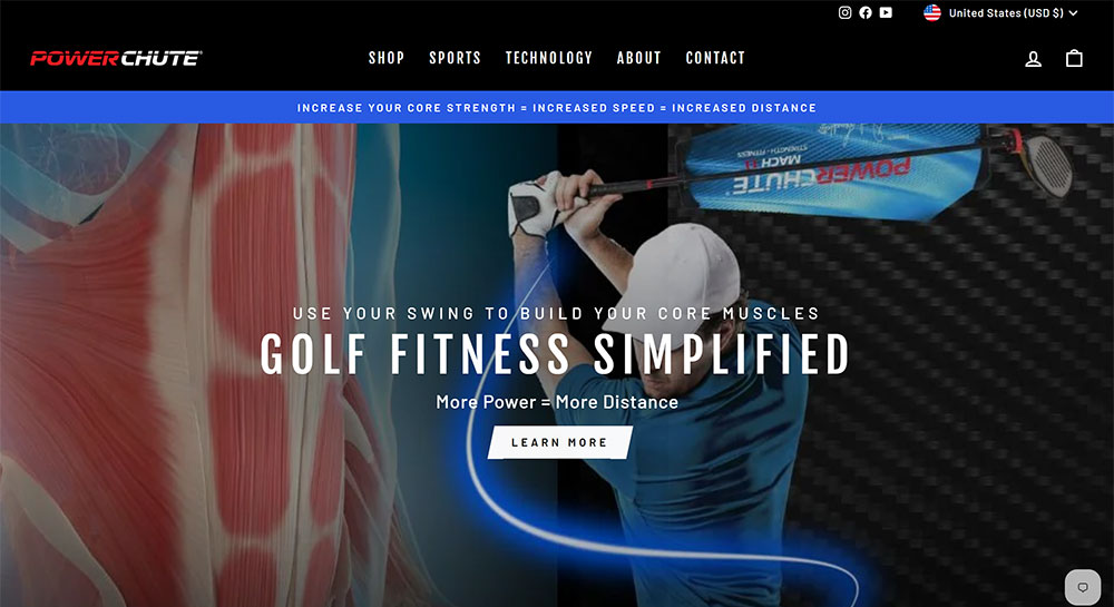 Powerchute Sports Shopify website
