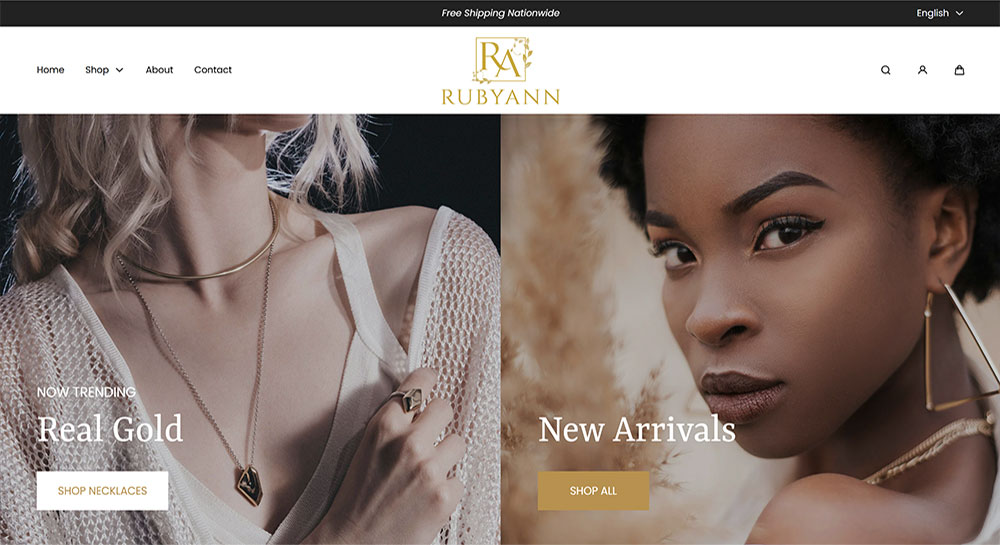RubyAnn Jewelry Shopify website